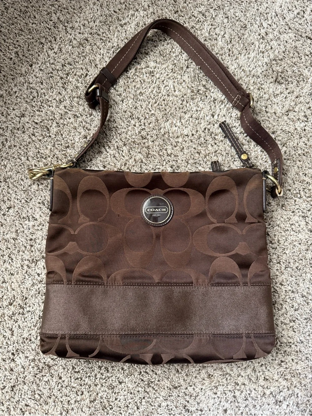 Coach Chocolate Brown Signature Crossbody Bag